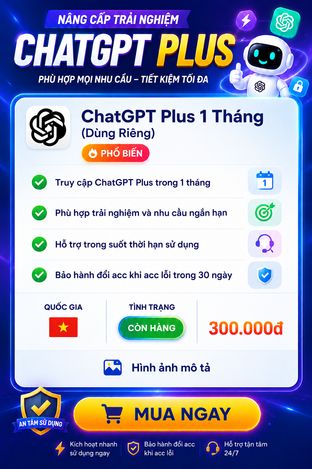 Hình ảnh ChatGPT Plus 1 Tháng (Dùng Riêng)