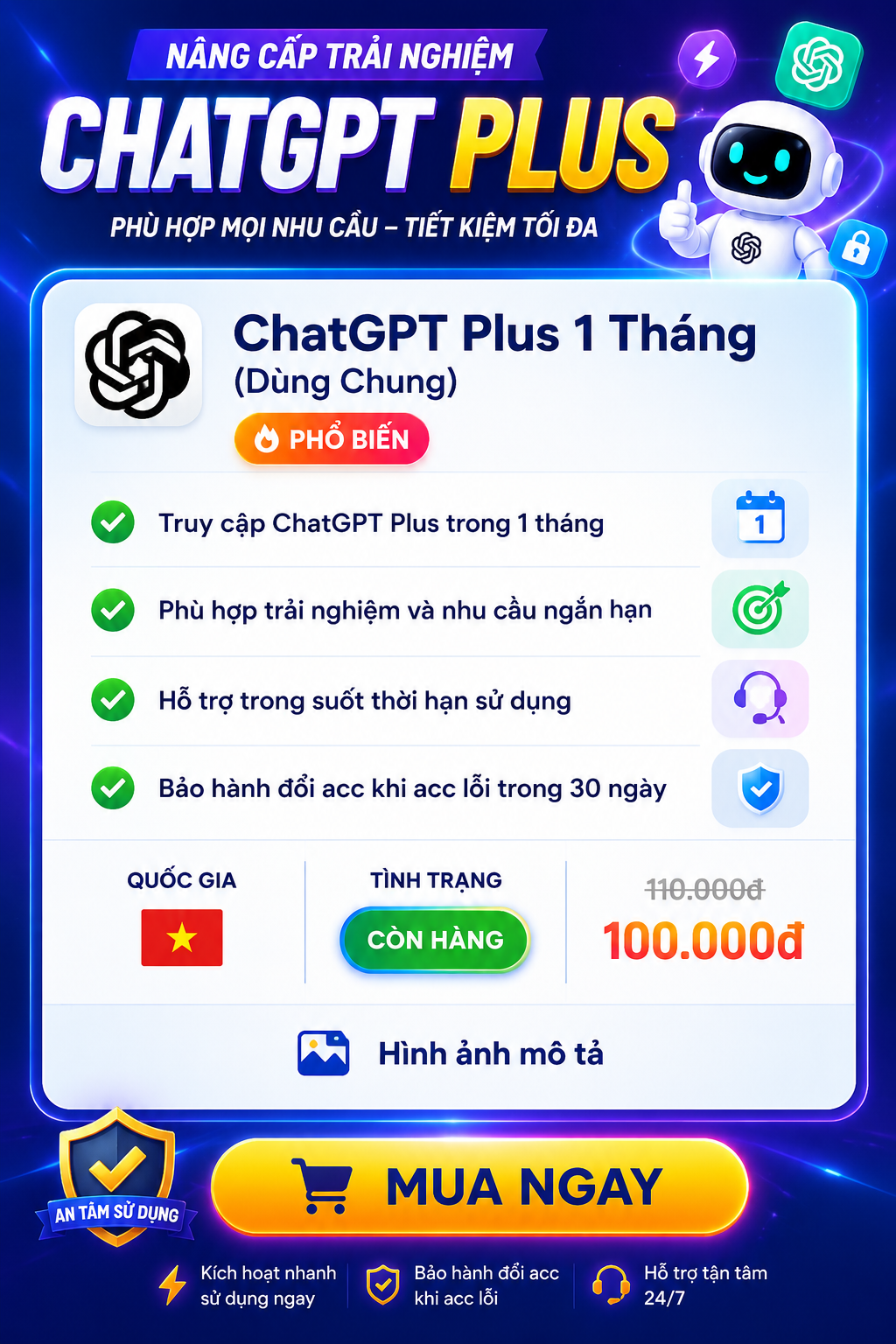 Hình ảnh ChatGPT Plus 1 Tháng (Dùng Chung)