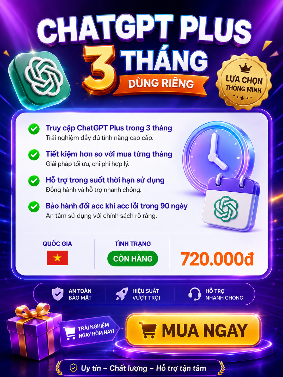 Hình ảnh ChatGPT Plus 3 Tháng (Dùng Riêng)