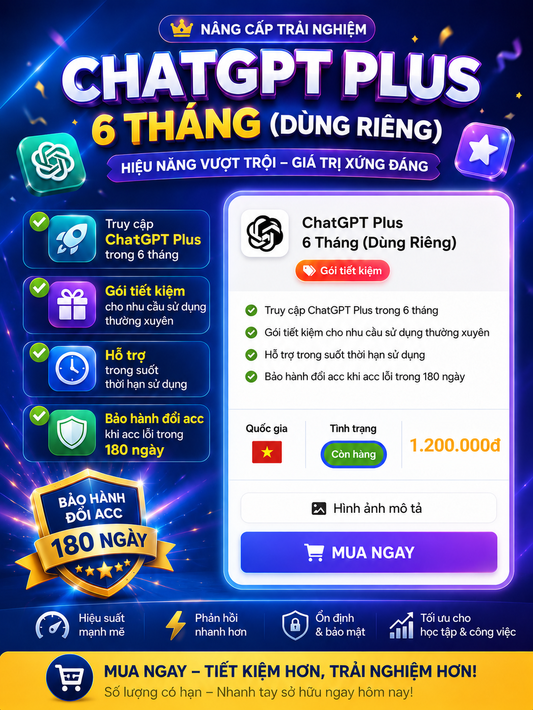 Hình ảnh ChatGPT Plus 6 Tháng (Dùng Riêng)