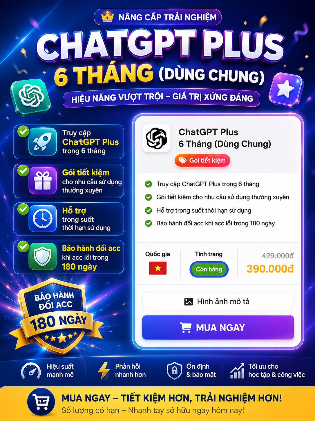 Hình ảnh ChatGPT Plus 6 Tháng (Dùng Chung)