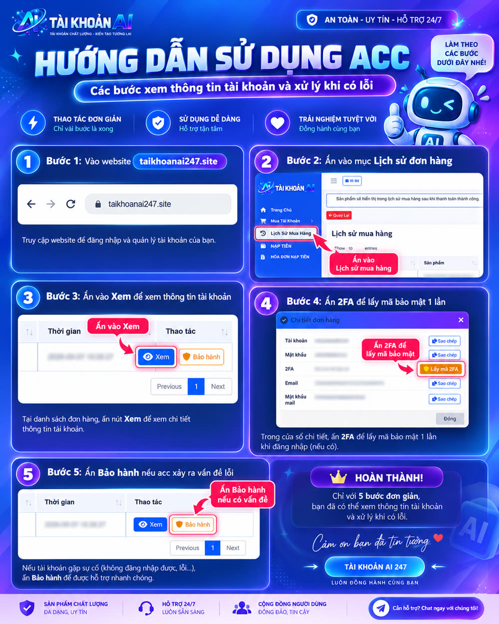 Hướng dẫn sử dụng tài khoản AI